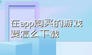 在app购买的游戏要怎么下载