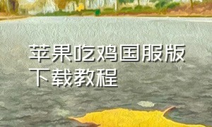 苹果吃鸡国服版下载教程