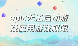 epic无法启动游戏使用游戏权限