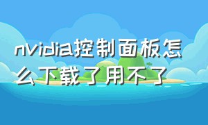 nvidia控制面板怎么下载了用不了