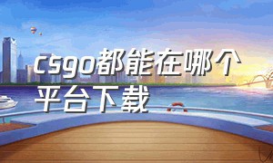 csgo都能在哪个平台下载