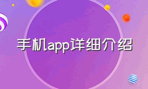 手机app详细介绍