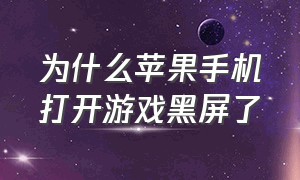 为什么苹果手机打开游戏黑屏了