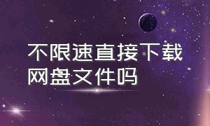 不限速直接下载网盘文件吗