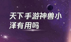 天下手游神兽小泽有用吗