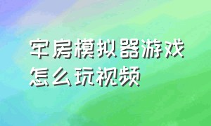 牢房模拟器游戏怎么玩视频