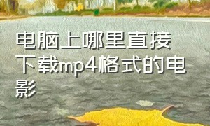 电脑上哪里直接下载mp4格式的电影