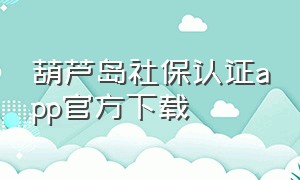 葫芦岛社保认证app官方下载