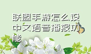 联盟手游怎么设中文语音播报功能