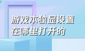 游戏本独显设置在哪里打开的