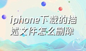 iphone下载的描述文件怎么删除