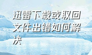 迅雷下载或取回文件出错如何解决