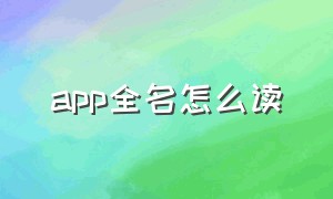 app全名怎么读