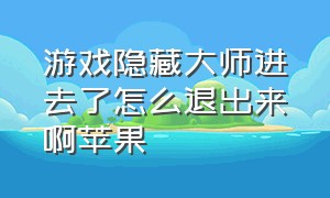 游戏隐藏大师进去了怎么退出来啊苹果