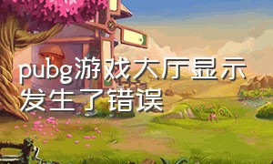 pubg游戏大厅显示发生了错误