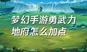 梦幻手游勇武力地府怎么加点