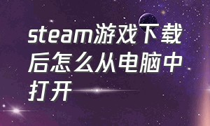 steam游戏下载后怎么从电脑中打开