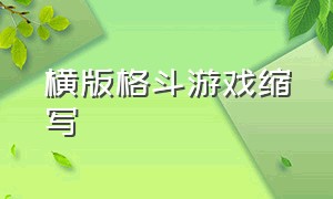 横版格斗游戏缩写