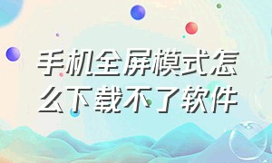 手机全屏模式怎么下载不了软件