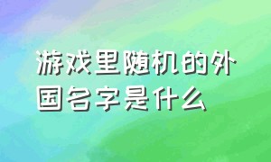 游戏里随机的外国名字是什么