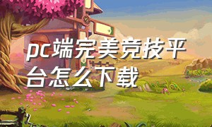 pc端完美竞技平台怎么下载