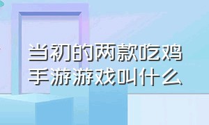 当初的两款吃鸡手游游戏叫什么