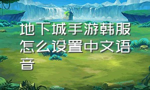 地下城手游韩服怎么设置中文语音