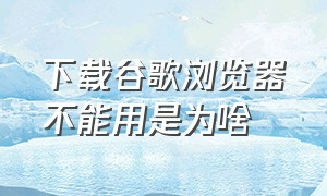 下载谷歌浏览器不能用是为啥