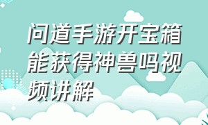 问道手游开宝箱能获得神兽吗视频讲解