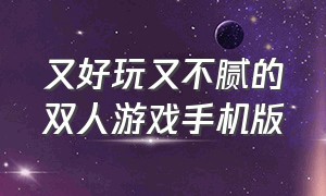 又好玩又不腻的双人游戏手机版