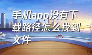 手机app没有下载路径怎么找到文件