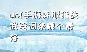 dnf手游韩服狂战武器词条哪个最好