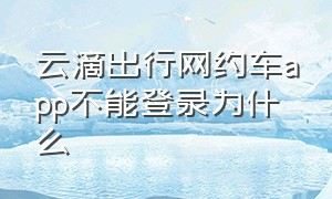 云滴出行网约车app不能登录为什么