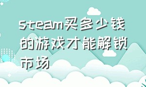 steam买多少钱的游戏才能解锁市场