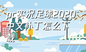 pc实况足球2020中文补丁怎么下载