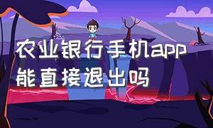 农业银行手机app能直接退出吗