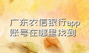 广东农信银行app账号在哪里找到