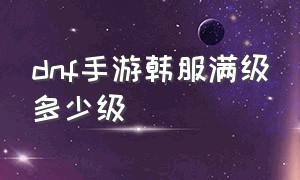 dnf手游韩服满级多少级