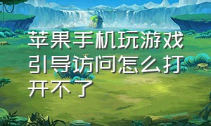 苹果手机玩游戏引导访问怎么打开不了