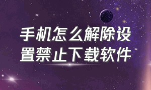 手机怎么解除设置禁止下载软件