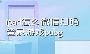 ipad怎么微信扫码登录游戏pubg