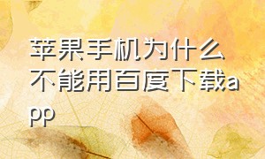 苹果手机为什么不能用百度下载app