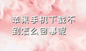 苹果手机下载不到怎么回事呢