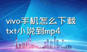 vivo手机怎么下载txt小说到mp4