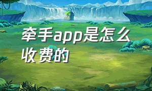 牵手app是怎么收费的