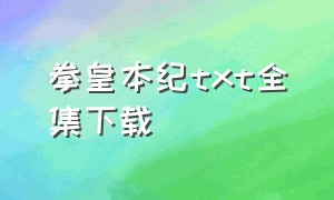 拳皇本纪txt全集下载