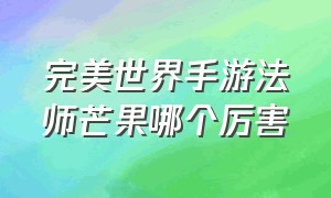 完美世界手游法师芒果哪个厉害