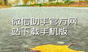 微信助手官方网站下载手机版