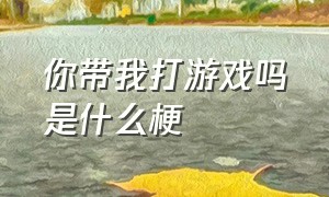 你带我打游戏吗是什么梗