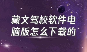 藏文驾校软件电脑版怎么下载的